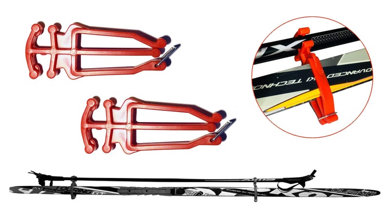 Bagdent Cross Country Skis and Poles Holder â€“ 1 Pair, Universal Nordic Ski Pole Carrier (Red) - Image 4